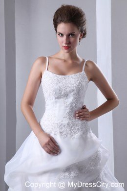 Fashionable Spaghetti Straps Court Train Appliques Wedding Dress