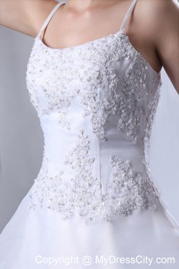 Fashionable Spaghetti Straps Court Train Appliques Wedding Dress