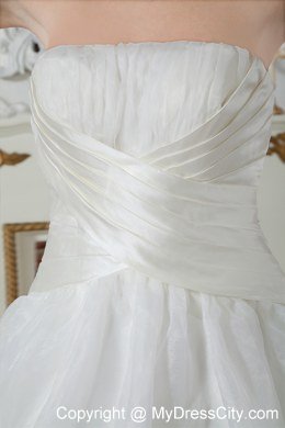 Unique Strapless Court Train Wedding Dress with Organza Ruches