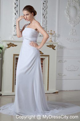 Sweet One Shoulder Chiffon Beading and Ruches Wedding Dress