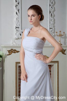 Sweet One Shoulder Chiffon Beading and Ruches Wedding Dress