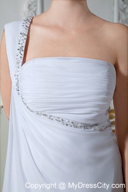 Sweet One Shoulder Chiffon Beading and Ruches Wedding Dress