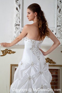 Brand New Strapless Pick-ups Appliques Wedding Dress for Cheap