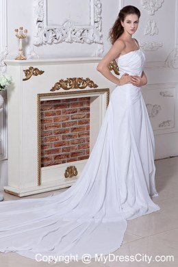 Elegant One Shoulder Appliques and Ruches Bridal Dress 2013