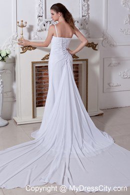 Elegant One Shoulder Appliques and Ruches Bridal Dress 2013