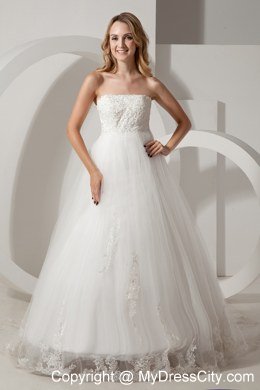 Modest Strapless Brush Train Wedding Dress for Maternity Dress