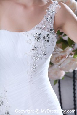 Perfect Mermaid Wedding Dress One Shoulder Tulle Appliques