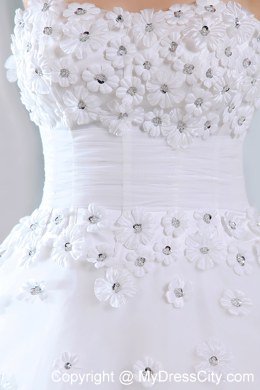 A-line Strapless Long Wedding Gowns with Appliques for Cheap