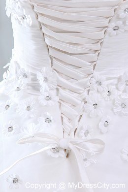 A-line Strapless Long Wedding Gowns with Appliques for Cheap