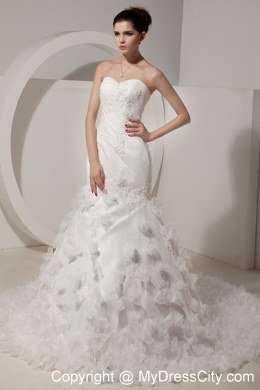 Special Mermaid Sweetheart Wedding Dress with Ruffles Appliques