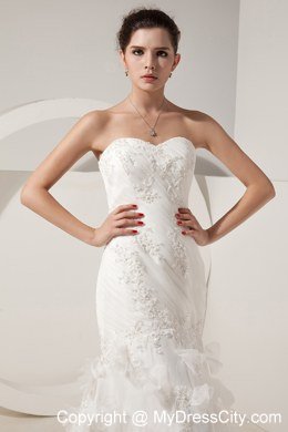 Special Mermaid Sweetheart Wedding Dress with Ruffles Appliques