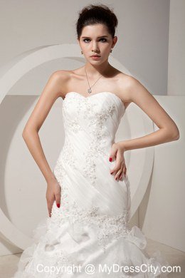 Special Mermaid Sweetheart Wedding Dress with Ruffles Appliques