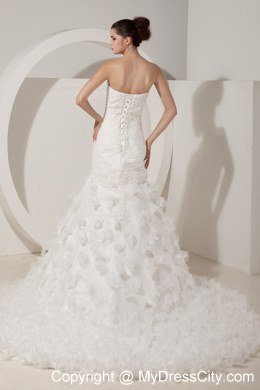 Special Mermaid Sweetheart Wedding Dress with Ruffles Appliques