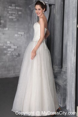 Beautiful Strapless Long Wedding Dress with Organza Beading