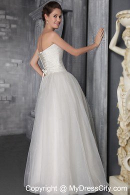 Beautiful Strapless Long Wedding Dress with Organza Beading