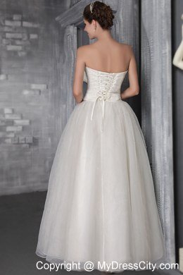 Beautiful Strapless Long Wedding Dress with Organza Beading