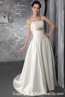 Strapless Court Train Taffeta Beading Wedding Dress on Sale