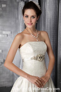 Strapless Court Train Taffeta Beading Wedding Dress on Sale