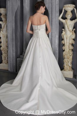 Strapless Court Train Taffeta Beading Wedding Dress on Sale