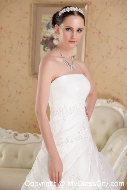 Strapless Court Train Appliques Wedding Dress for 2013