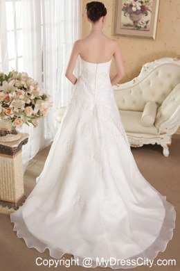 Strapless Court Train Appliques Wedding Dress for 2013