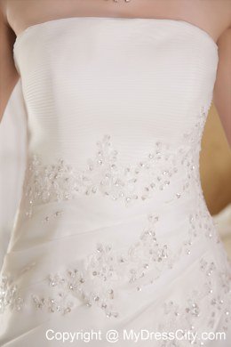 Strapless Court Train Appliques Wedding Dress for 2013