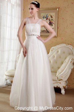 V-neck Organza Beading Wedding Dress for Golden Wedding