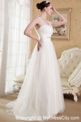 V-neck Organza Beading Wedding Dress for Golden Wedding