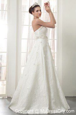 Beautiful A-Line Strapless Lace Beading Wedding Dress in 2013