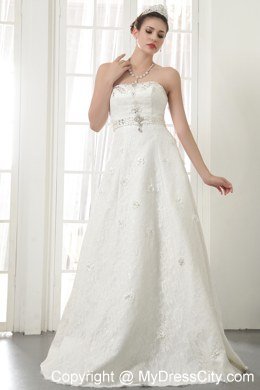 Beautiful A-Line Strapless Lace Beading Wedding Dress in 2013