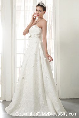 Beautiful A-Line Strapless Lace Beading Wedding Dress in 2013