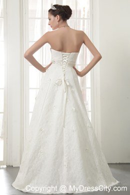 Beautiful A-Line Strapless Lace Beading Wedding Dress in 2013