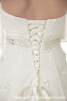 Beautiful A-Line Strapless Lace Beading Wedding Dress in 2013