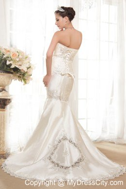 Exclusive Mermaid Strapless Appliques Wedding Dress for Cheap