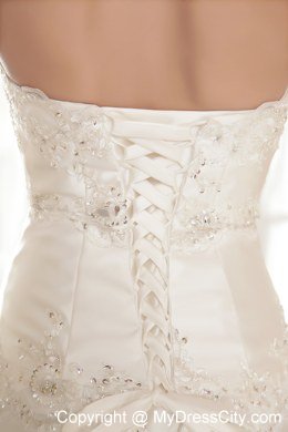 Exclusive Mermaid Strapless Appliques Wedding Dress for Cheap