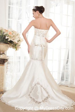 Exclusive Mermaid Strapless Appliques Wedding Dress for Cheap