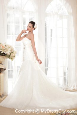 Mermaid Sweetheart Beading Organza Sequins Wedding Dress