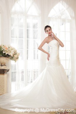 Mermaid Sweetheart Beading Organza Sequins Wedding Dress