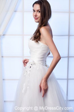 Ball Gown Strapless Tulle Beading and Appliques Wedding Gowns