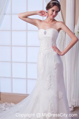 Mermaid Strapless Court Train Lace Wedding Dress for 2013