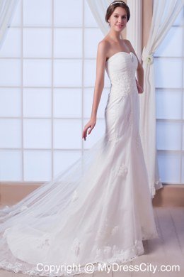 Mermaid Strapless Court Train Lace Wedding Dress for 2013