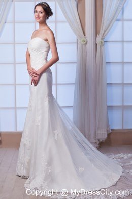 Mermaid Strapless Court Train Lace Wedding Dress for 2013