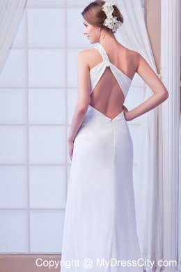 Beaded One Shoulder Chiffon Wedding Dress for Maternity Dress