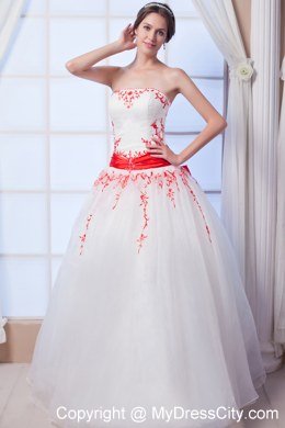 New Arrival Ball Gown Organza Red Appliques Wedding Gowns