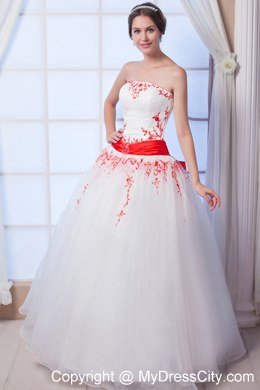 New Arrival Ball Gown Organza Red Appliques Wedding Gowns