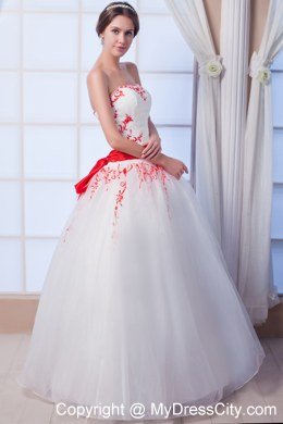 New Arrival Ball Gown Organza Red Appliques Wedding Gowns