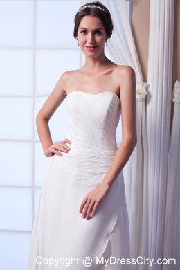 Column Court Train Chiffon Bridal Dresses Outdoor Wedding