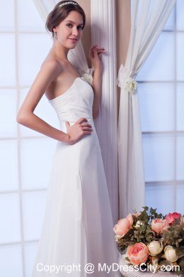 Column Court Train Chiffon Bridal Dresses Outdoor Wedding