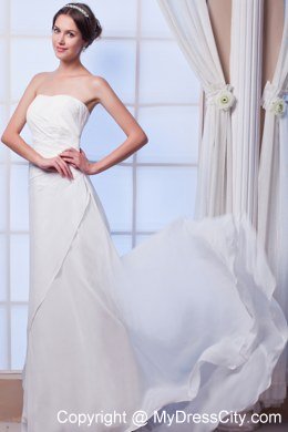 Column Court Train Chiffon Bridal Dresses Outdoor Wedding