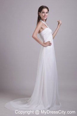 2013 White Halter Beading Wedding Dress for Maternity Dress